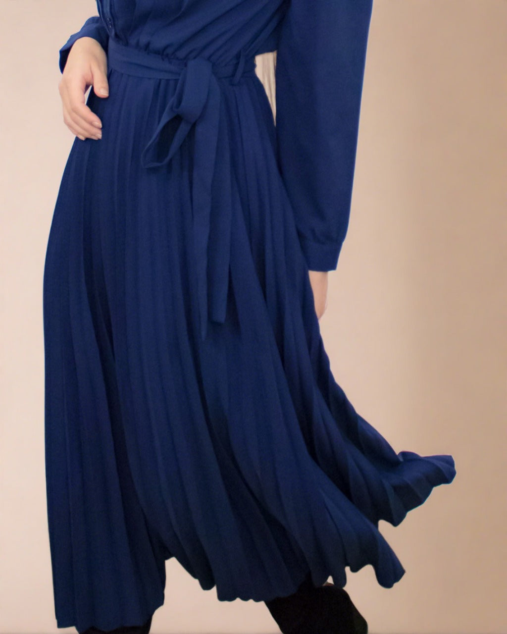 Blue Long Sleeve Dress Casual Long ...